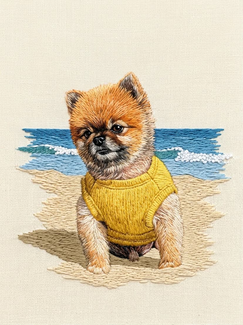 실비 작가가 그린 곁그림 주인장 반려견, 입체 손자수