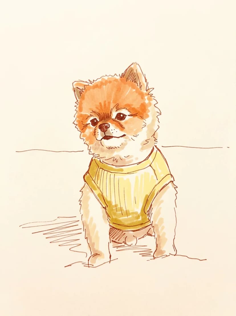 새벽 작가가 그린 곁그림 주인장 반려견, 다이어리 펜 스케치