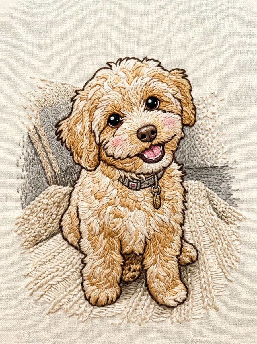 꼬물 작가의 동글동글 손자수 강아지 그림