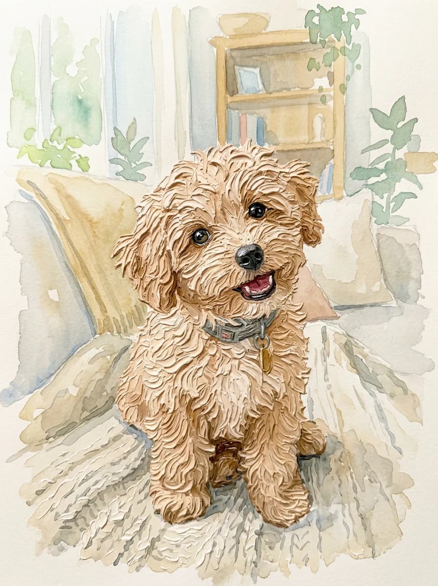 윤슬 작가의 물빛 유화 강아지 그림