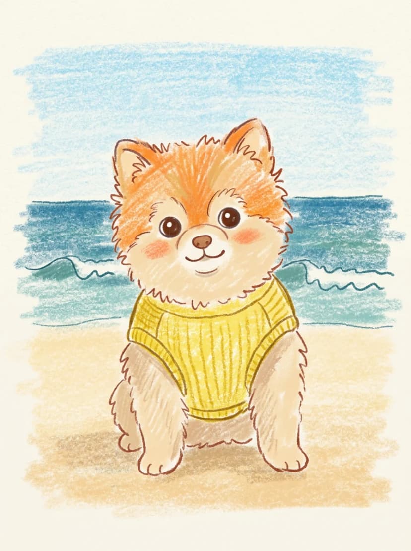 콩닥 작가가 그린 곁그림 주인장 반려견, 동글 크레용
